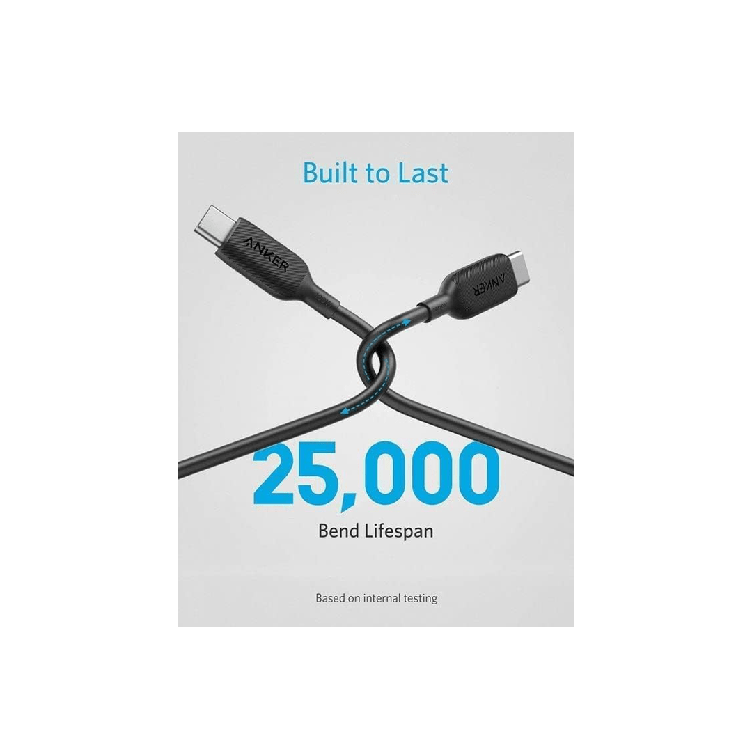 Anker PowerLine USB C to USB C Cable 100W 6ft - Black in Qatar Anker PowerLine USB C to USB C Cable 100W 6ft - Black in Qatar